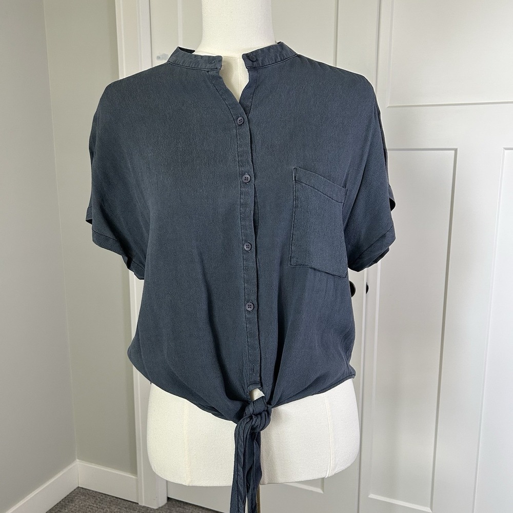 NWT Mustard Seed Blouse - Women's SMALL- Slate Grey Tie Front Dolman Sleeve‎ $58